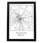 Lámina mapa de la ciudad Moscow estilo nordico en blanco y negro.-Artwork-Nacnic-A3-Marco Negro-Nacnic Estudio SL