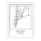 Lámina mapa de la ciudad Mumbai estilo nordico en blanco y negro.-Artwork-Nacnic-A3-Marco Blanco-Nacnic Estudio SL