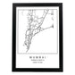 Lámina mapa de la ciudad Mumbai estilo nordico en blanco y negro.-Artwork-Nacnic-A3-Marco Negro-Nacnic Estudio SL