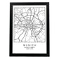 Lámina mapa de la ciudad Munich estilo nordico en blanco y negro.-Artwork-Nacnic-A3-Marco Negro-Nacnic Estudio SL