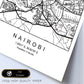 Lámina mapa de la ciudad Nairobi estilo nordico en blanco y negro.-Artwork-Nacnic-Nacnic Estudio SL