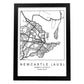Lámina mapa de la ciudad Newcastle (aus) estilo nordico en blanco y negro.-Artwork-Nacnic-A3-Marco Negro-Nacnic Estudio SL