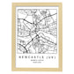 Lámina mapa de la ciudad Newcastle uk estilo nordico en blanco y negro.-Artwork-Nacnic-A4-Marco Madera clara-Nacnic Estudio SL