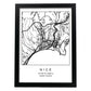 Lámina mapa de la ciudad Nice estilo nordico en blanco y negro.-Artwork-Nacnic-A4-Marco Negro-Nacnic Estudio SL