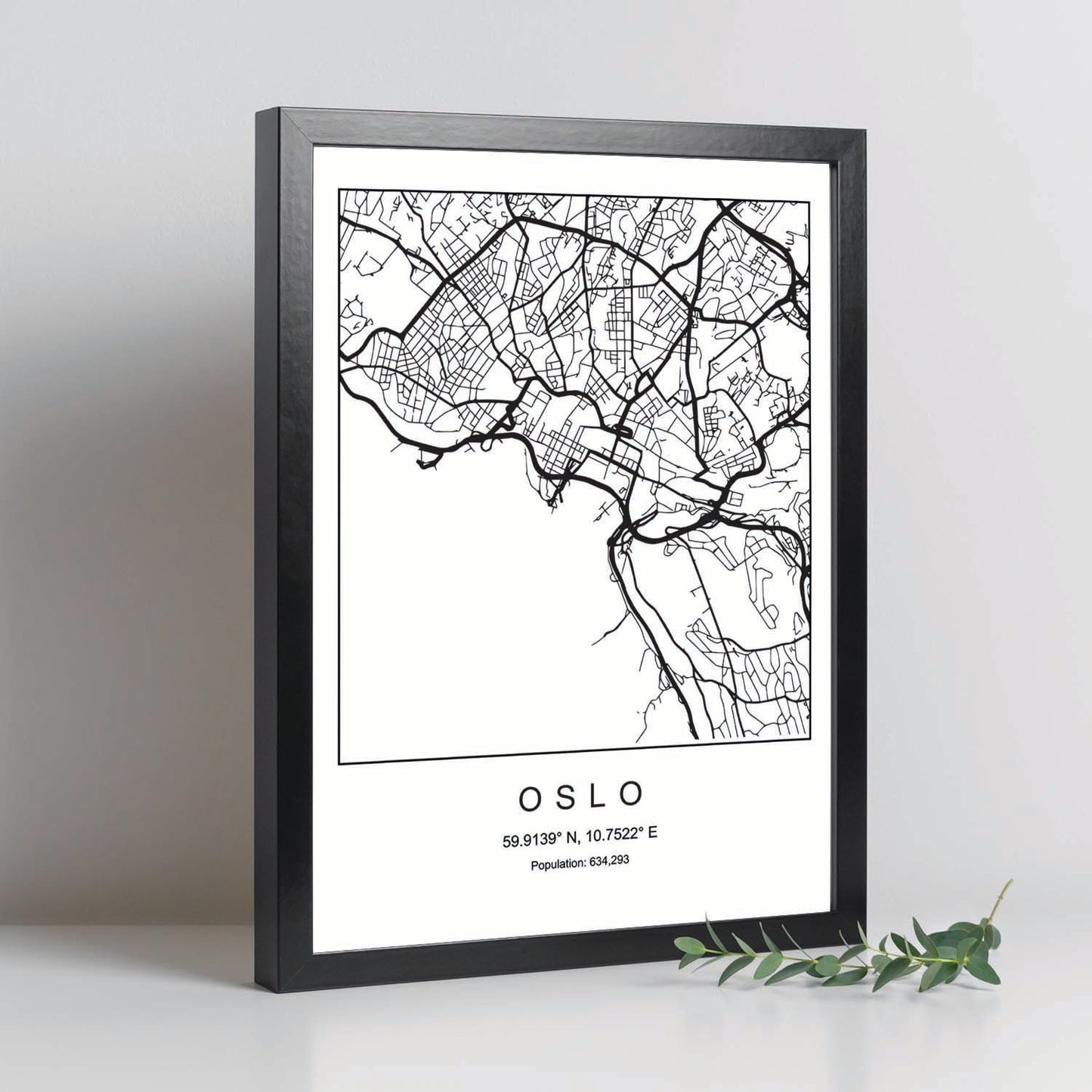 Lámina mapa de la ciudad Oslo estilo nordico en blanco y negro.-Artwork-Nacnic-Nacnic Estudio SL