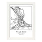 Lámina mapa de la ciudad Palermo estilo nordico en blanco y negro.-Artwork-Nacnic-A4-Marco Blanco-Nacnic Estudio SL