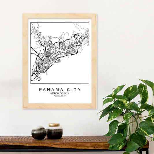 Lámina mapa de la ciudad Panama city estilo nordico en blanco y negro.-Artwork-Nacnic-Nacnic Estudio SL