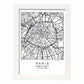 Lámina mapa de la ciudad Paris estilo nordico en blanco y negro.-Artwork-Nacnic-A4-Marco Blanco-Nacnic Estudio SL