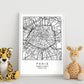 Lámina mapa de la ciudad Paris estilo nordico en blanco y negro.-Artwork-Nacnic-Nacnic Estudio SL