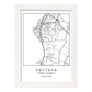 Lámina mapa de la ciudad Pattaya estilo nordico en blanco y negro.-Artwork-Nacnic-A3-Marco Blanco-Nacnic Estudio SL