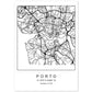 Lámina mapa de la ciudad Porto estilo nordico en blanco y negro.-Artwork-Nacnic-A4-Sin marco-Nacnic Estudio SL