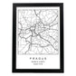 Lámina mapa de la ciudad Prague estilo nordico en blanco y negro.-Artwork-Nacnic-A3-Marco Negro-Nacnic Estudio SL