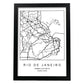 Lámina mapa de la ciudad Rio de janeiro estilo nordico en blanco y negro.-Artwork-Nacnic-A3-Marco Negro-Nacnic Estudio SL