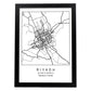 Lámina mapa de la ciudad Riyadh estilo nordico en blanco y negro.-Artwork-Nacnic-A4-Marco Negro-Nacnic Estudio SL