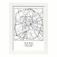 Lámina mapa de la ciudad Rome estilo nordico en blanco y negro.-Artwork-Nacnic-A3-Marco Blanco-Nacnic Estudio SL