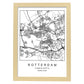 Lámina mapa de la ciudad Rotterdam estilo nordico en blanco y negro.-Artwork-Nacnic-A4-Marco Madera clara-Nacnic Estudio SL