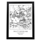 Lámina mapa de la ciudad Rotterdam estilo nordico en blanco y negro.-Artwork-Nacnic-A4-Marco Negro-Nacnic Estudio SL