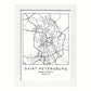 Lámina mapa de la ciudad Saint petersburg estilo nordico en blanco y negro.-Artwork-Nacnic-A3-Marco Blanco-Nacnic Estudio SL