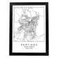 Lámina mapa de la ciudad Santiago estilo nordico en blanco y negro.-Artwork-Nacnic-A3-Marco Negro-Nacnic Estudio SL