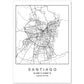 Lámina mapa de la ciudad Santiago estilo nordico en blanco y negro.-Artwork-Nacnic-A4-Sin marco-Nacnic Estudio SL