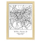 Lámina mapa de la ciudad Sao paulo estilo nordico en blanco y negro.-Artwork-Nacnic-A4-Marco Madera clara-Nacnic Estudio SL