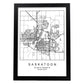 Lámina mapa de la ciudad Saskatoon estilo nordico en blanco y negro.-Artwork-Nacnic-A3-Marco Negro-Nacnic Estudio SL