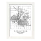 Lámina mapa de la ciudad Saskatoon estilo nordico en blanco y negro.-Artwork-Nacnic-A4-Marco Blanco-Nacnic Estudio SL