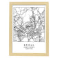 Lámina mapa de la ciudad Seoul estilo nordico en blanco y negro.-Artwork-Nacnic-A4-Marco Madera clara-Nacnic Estudio SL