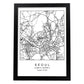Lámina mapa de la ciudad Seoul estilo nordico en blanco y negro.-Artwork-Nacnic-A4-Marco Negro-Nacnic Estudio SL