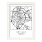 Lámina mapa de la ciudad Sevilla estilo nordico en blanco y negro.-Artwork-Nacnic-A3-Marco Blanco-Nacnic Estudio SL