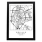 Lámina mapa de la ciudad Sevilla estilo nordico en blanco y negro.-Artwork-Nacnic-A3-Marco Negro-Nacnic Estudio SL