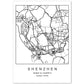Lámina mapa de la ciudad Shenzhen estilo nordico en blanco y negro.-Artwork-Nacnic-A4-Sin marco-Nacnic Estudio SL