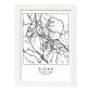 Lámina mapa de la ciudad Siena estilo nordico en blanco y negro.-Artwork-Nacnic-A4-Marco Blanco-Nacnic Estudio SL