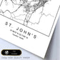 Lámina mapa de la ciudad St. John's estilo nordico en blanco y negro.-Artwork-Nacnic-Nacnic Estudio SL