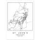 Lámina mapa de la ciudad St. John's estilo nordico en blanco y negro.-Artwork-Nacnic-A4-Sin marco-Nacnic Estudio SL