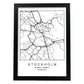Lámina mapa de la ciudad Stockholm estilo nordico en blanco y negro.-Artwork-Nacnic-A4-Marco Negro-Nacnic Estudio SL