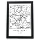 Lámina Mapa de la Ciudad Stuttgart Estilo nordico en Blanco y negro.-Artwork-Nacnic-A4-Marco Negro-Nacnic Estudio SL