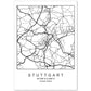 Lámina Mapa de la Ciudad Stuttgart Estilo nordico en Blanco y negro.-Artwork-Nacnic-A4-Sin marco-Nacnic Estudio SL