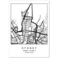 Lámina Mapa de la Ciudad Sydney Estilo nordico en Blanco y negro.-Artwork-Nacnic-A4-Sin marco-Nacnic Estudio SL