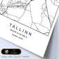 Lámina Mapa de la Ciudad Tallinn Estilo nordico en Blanco y negro.-Artwork-Nacnic-Nacnic Estudio SL