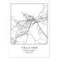 Lámina Mapa de la Ciudad Tallinn Estilo nordico en Blanco y negro.-Artwork-Nacnic-A4-Sin marco-Nacnic Estudio SL