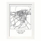 Lámina Mapa de la Ciudad Tehran Estilo nordico en Blanco y negro.-Artwork-Nacnic-A4-Marco Blanco-Nacnic Estudio SL