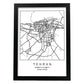 Lámina Mapa de la Ciudad Tehran Estilo nordico en Blanco y negro.-Artwork-Nacnic-A4-Marco Negro-Nacnic Estudio SL