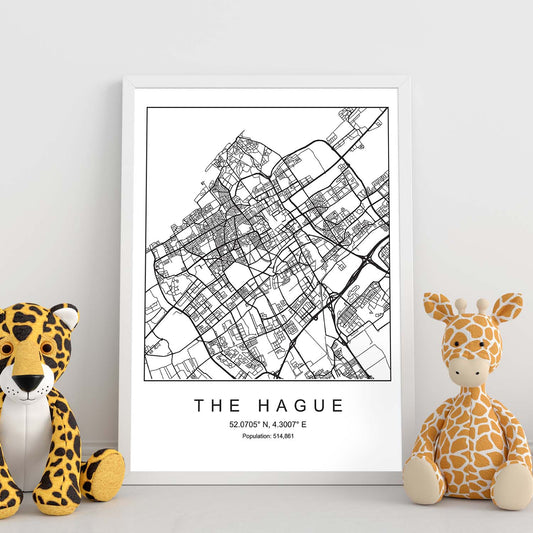 Lámina Mapa de la Ciudad The Hague Estilo nordico en Blanco y negro.-Artwork-Nacnic-Nacnic Estudio SL