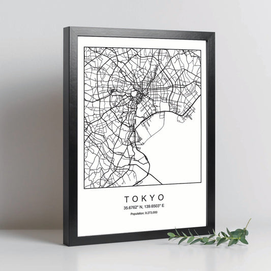 Lámina Mapa de la Ciudad Tokyo Estilo nordico en Blanco y negro.-Artwork-Nacnic-Nacnic Estudio SL