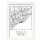 Lámina Mapa de la Ciudad Toronto Estilo nordico en Blanco y negro.-Artwork-Nacnic-A3-Marco Blanco-Nacnic Estudio SL