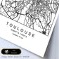 Lámina Mapa de la Ciudad Toulouse Estilo nordico en Blanco y negro.-Artwork-Nacnic-Nacnic Estudio SL