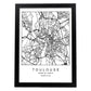Lámina Mapa de la Ciudad Toulouse Estilo nordico en Blanco y negro.-Artwork-Nacnic-A4-Marco Negro-Nacnic Estudio SL