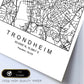 Lámina Mapa de la Ciudad Trondheim Estilo nordico en Blanco y negro.-Artwork-Nacnic-Nacnic Estudio SL