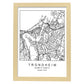 Lámina Mapa de la Ciudad Trondheim Estilo nordico en Blanco y negro.-Artwork-Nacnic-A3-Marco Madera clara-Nacnic Estudio SL